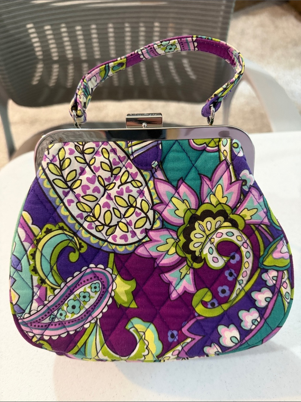 Vera Bradley Mini frame Bag Crossbody Heather Paisley Quilted Kiss Lock